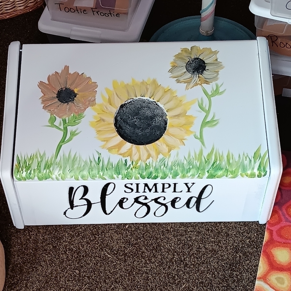 Sunflower 🌻 Simply Blessed wooden bread box
